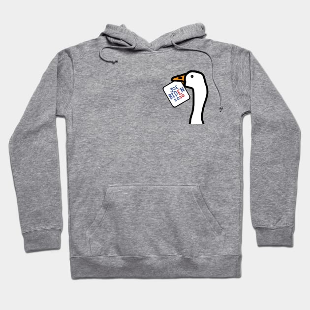 Small Portrait of a Goose with Stolen Joe Biden Sign Hoodie by ellenhenryart